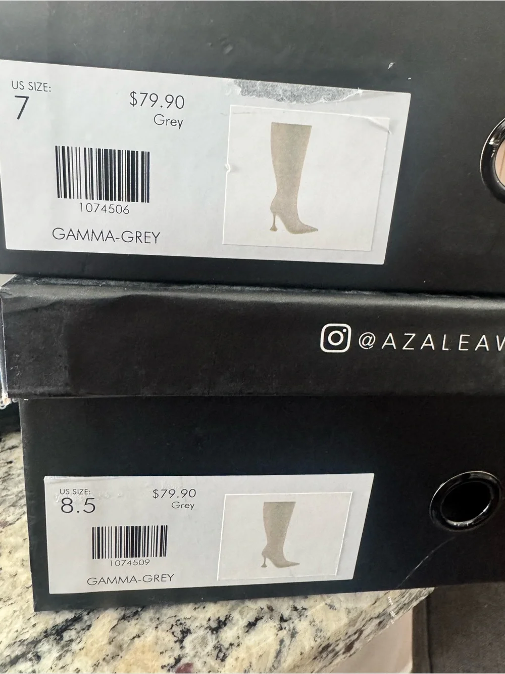 AZALEA WANG Gamma Grey Pointed Toe Below-the-Knee Boots NIB - Picture 5 of 5